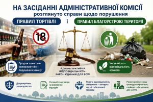 На засіданні адміністративної комісії розглянуто справи щодо порушення Правил торгівлі та Правил благоустрою території